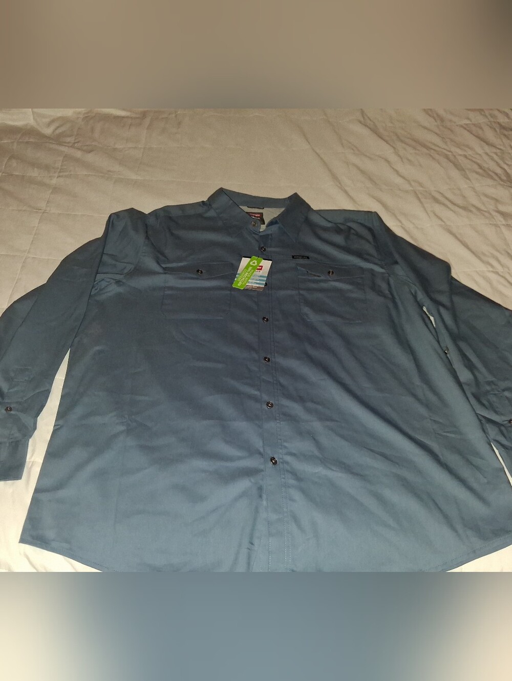 Wrangler Outdoor Men's Long Sleeve Button Down Utility Shirt - Blue - 2XL